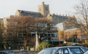 Bangor University in 1994. R.S. Thomas studied here between 1932 and 1935.